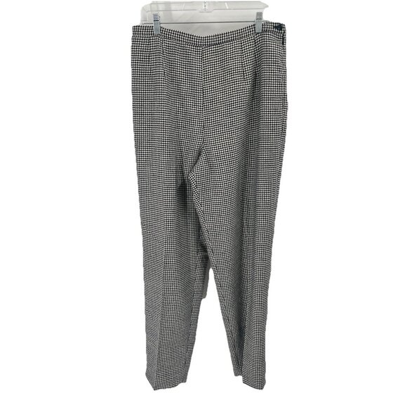 Vtg Talbots Wool Trouser Pants Houndstooth Black White Straight Leg High Rise 16 - Picture 1 of 7